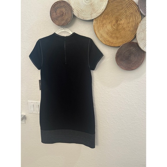 Vince Camuto Short Sleeve Stitched Hem Tunic Shift Dress, Black NWT Size S - Picture 6 of 6